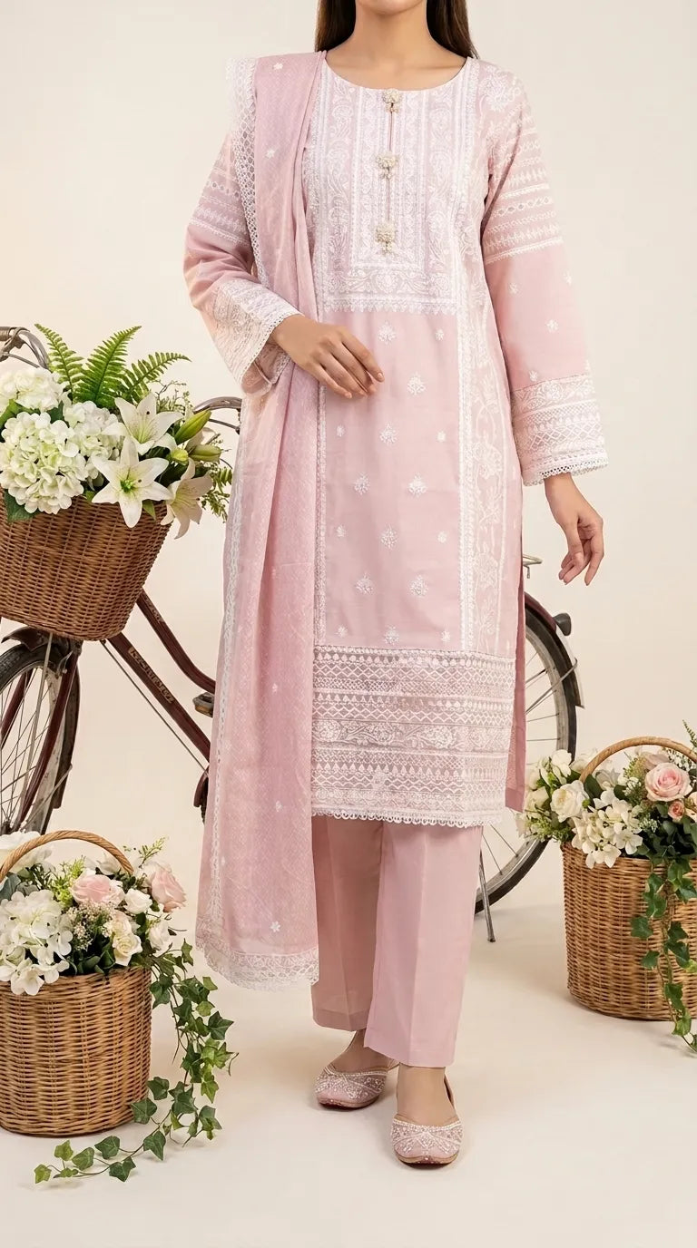 3 PC Embellished Karandi Suit PW604118