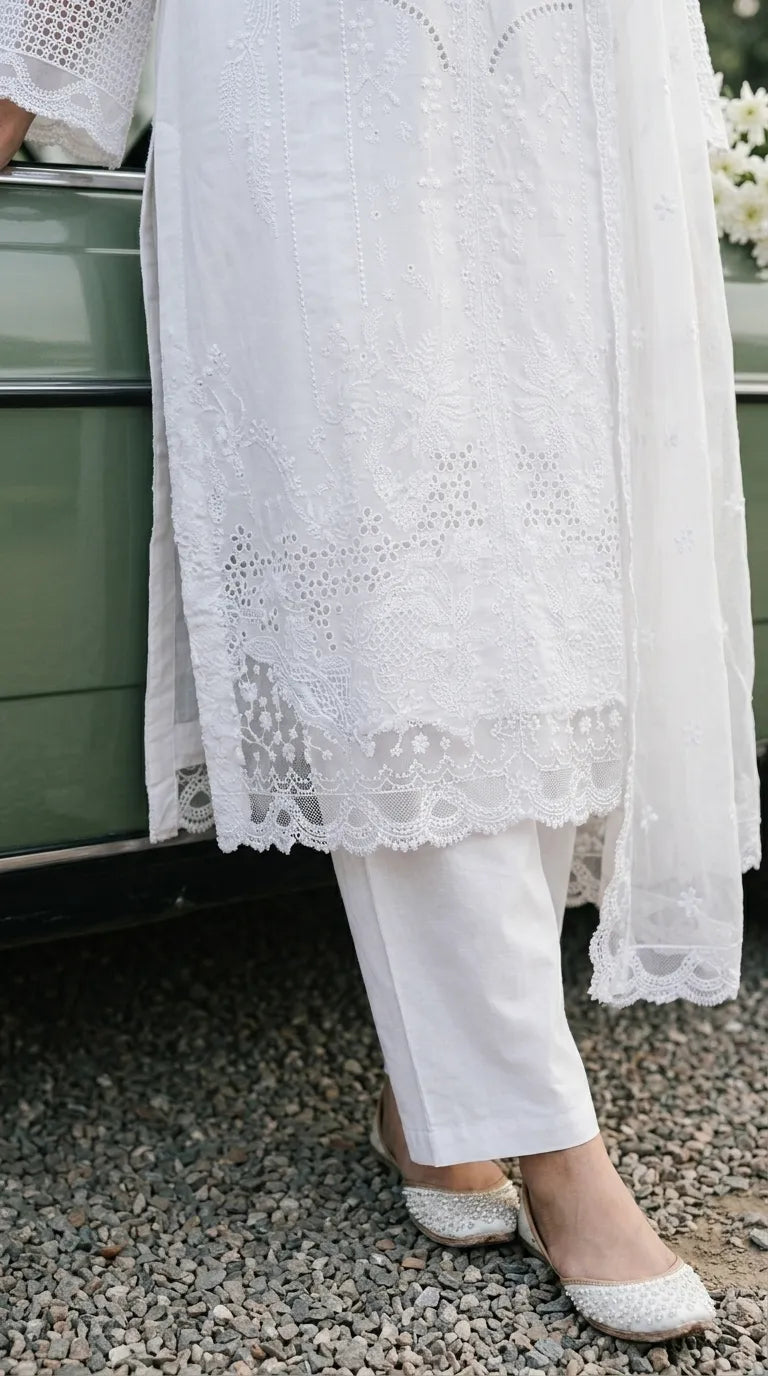 3 PC Embellished Karandi Stitched Suit PW604209