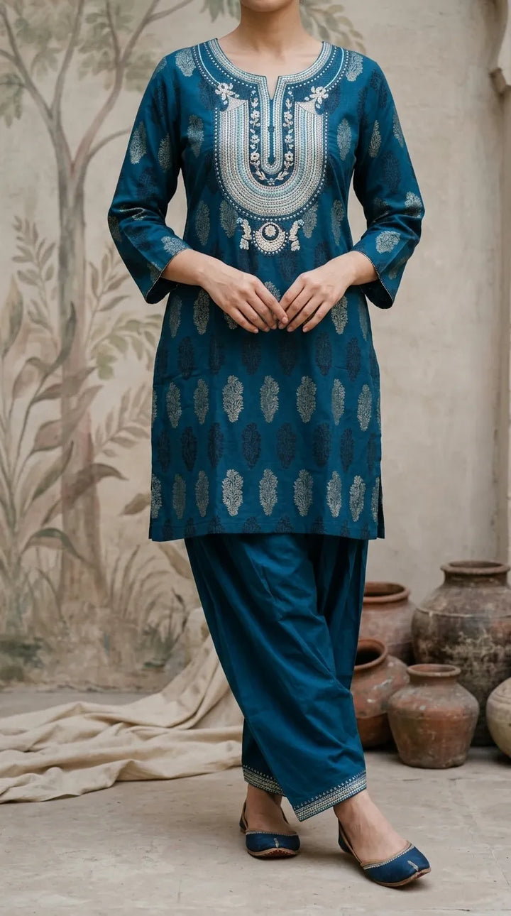 2 PC Embellished Jacquard Stitched Suit PW604696