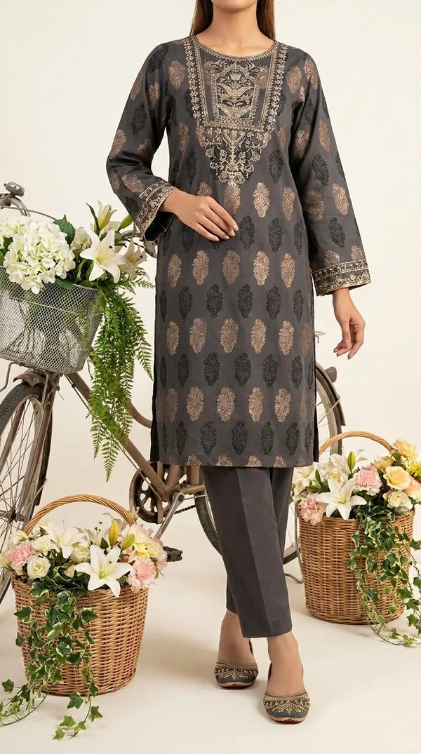 2 PC Embellished Jaquard Suit PW604795