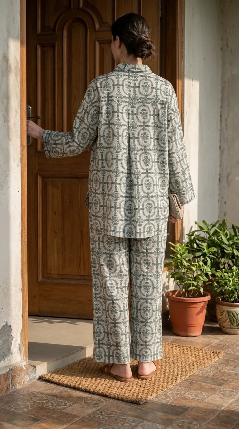 2 PC Embellished Jaquard Stitched Suit PW605307