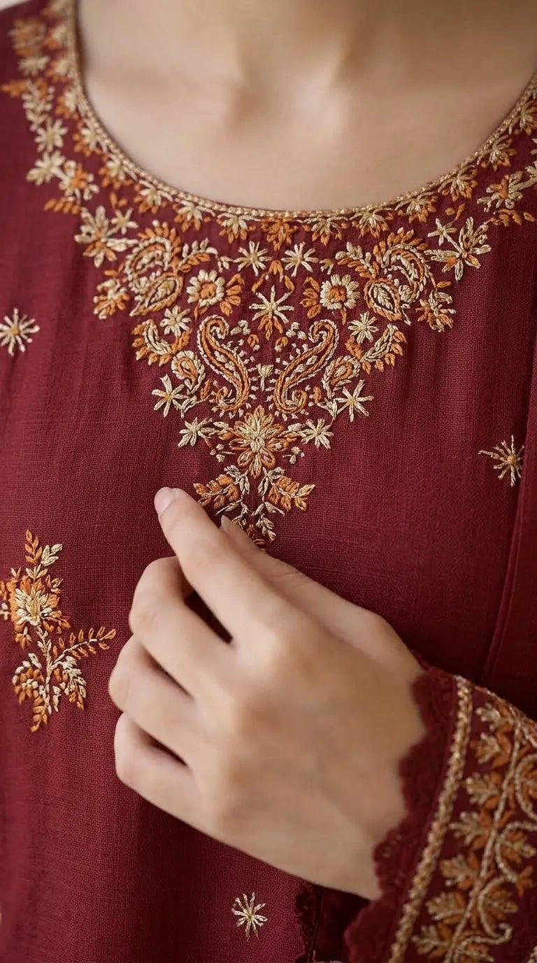 3 PC Embellished Khaddar Stitched Suit PW608313