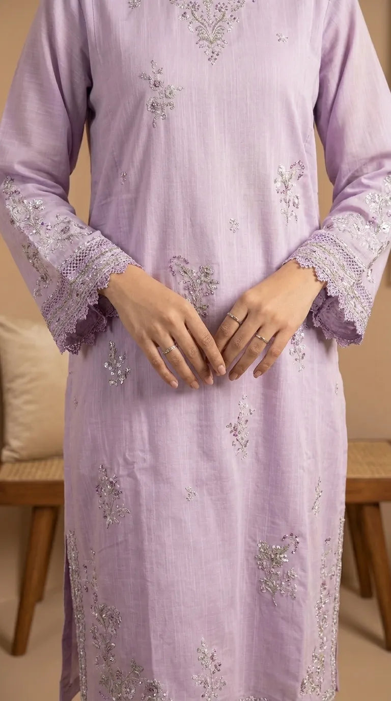 3 PC Embellished Khaddar Suit PW608343