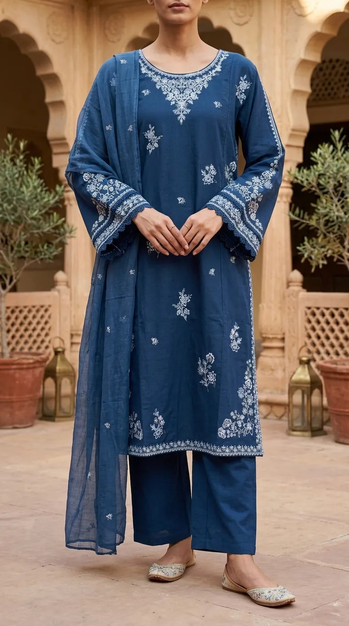 3 PC Embellished Khaddar Stitched Suit PW608396