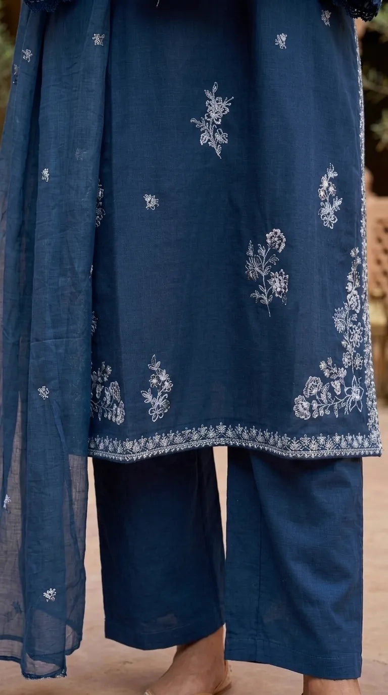 3 PC Embellished Khaddar Stitched Suit PW608396