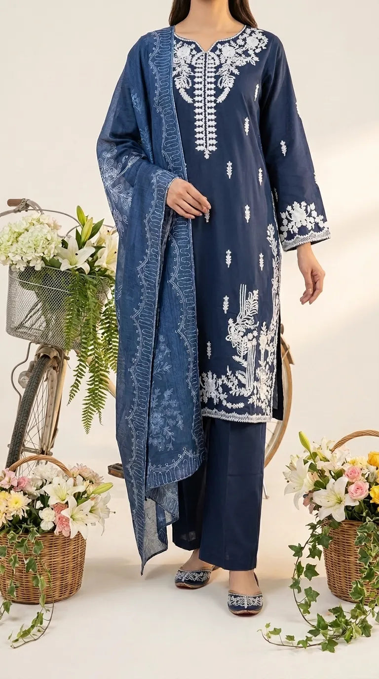 3 PC Embellished Khaddar Suit PW609648
