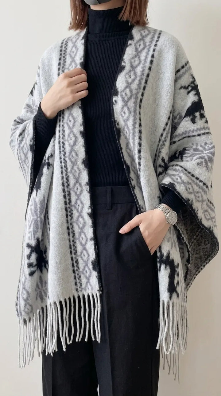 Black Acrylic Cape Shawl PW610001