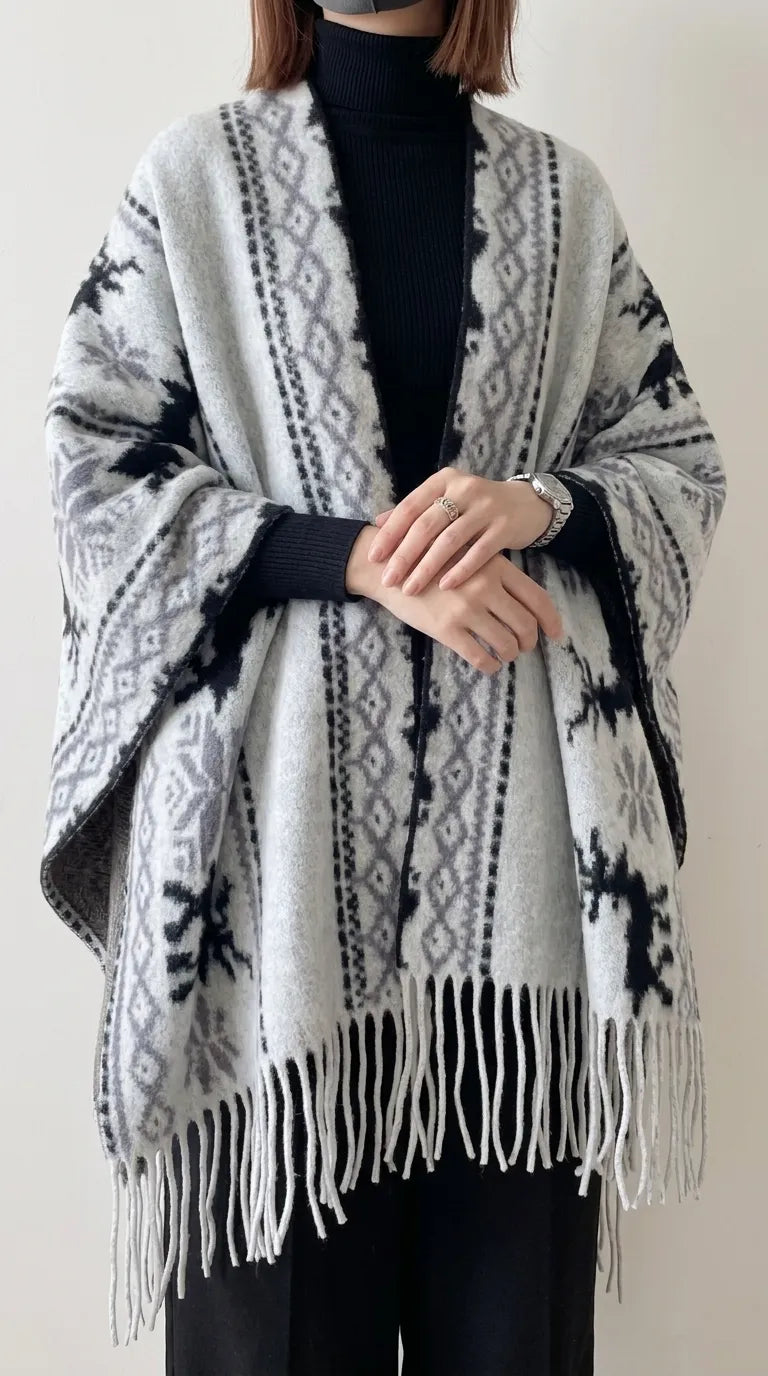 Black Acrylic Cape Shawl PW610001