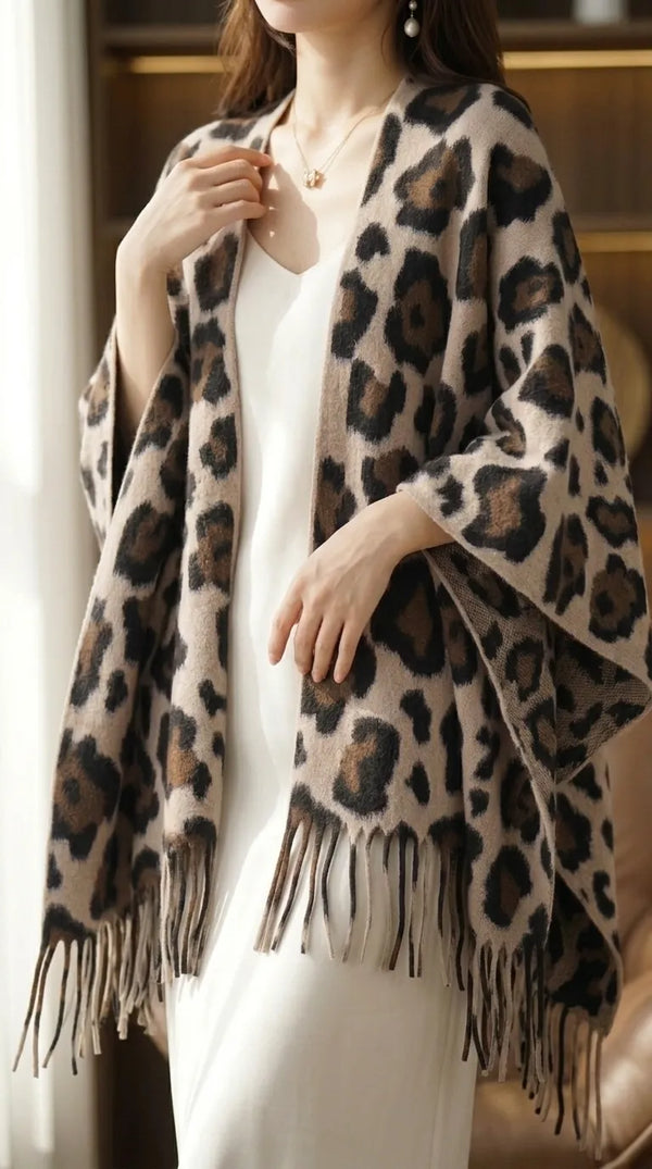 Brown Acrylic Cape Shawl PW610102