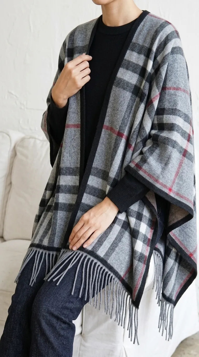Grey Acrylic Cape Shawl PW610207