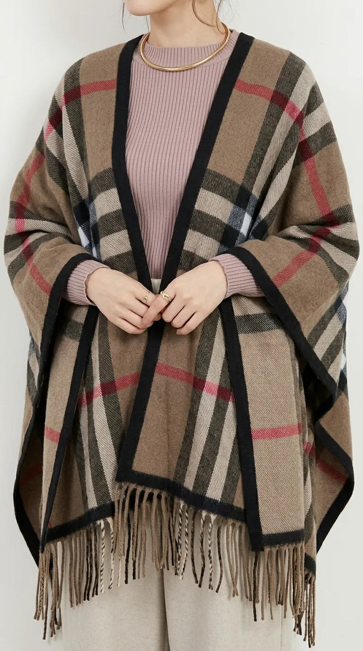 Beige Acrylic Cape Shawl PW610262