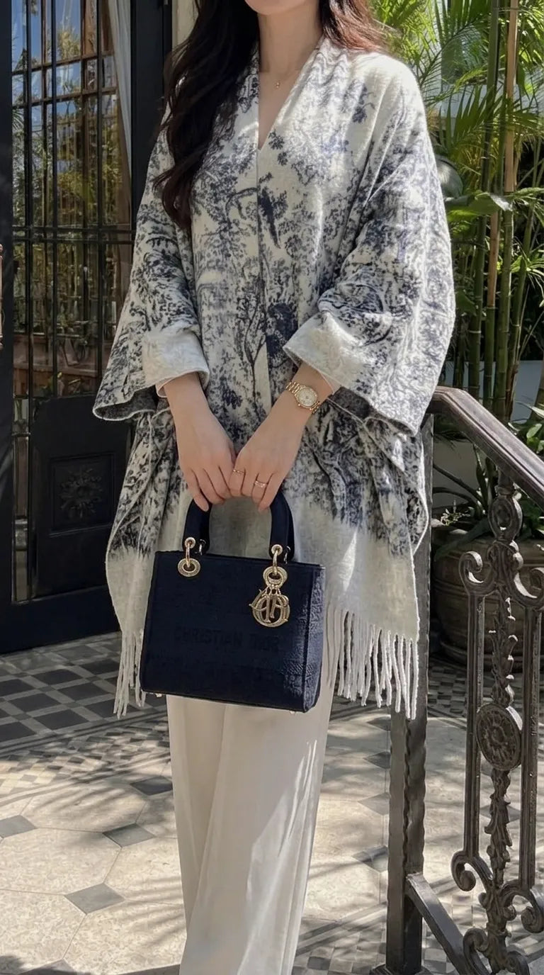 Grey Acrylic Cape Shawl PW610507
