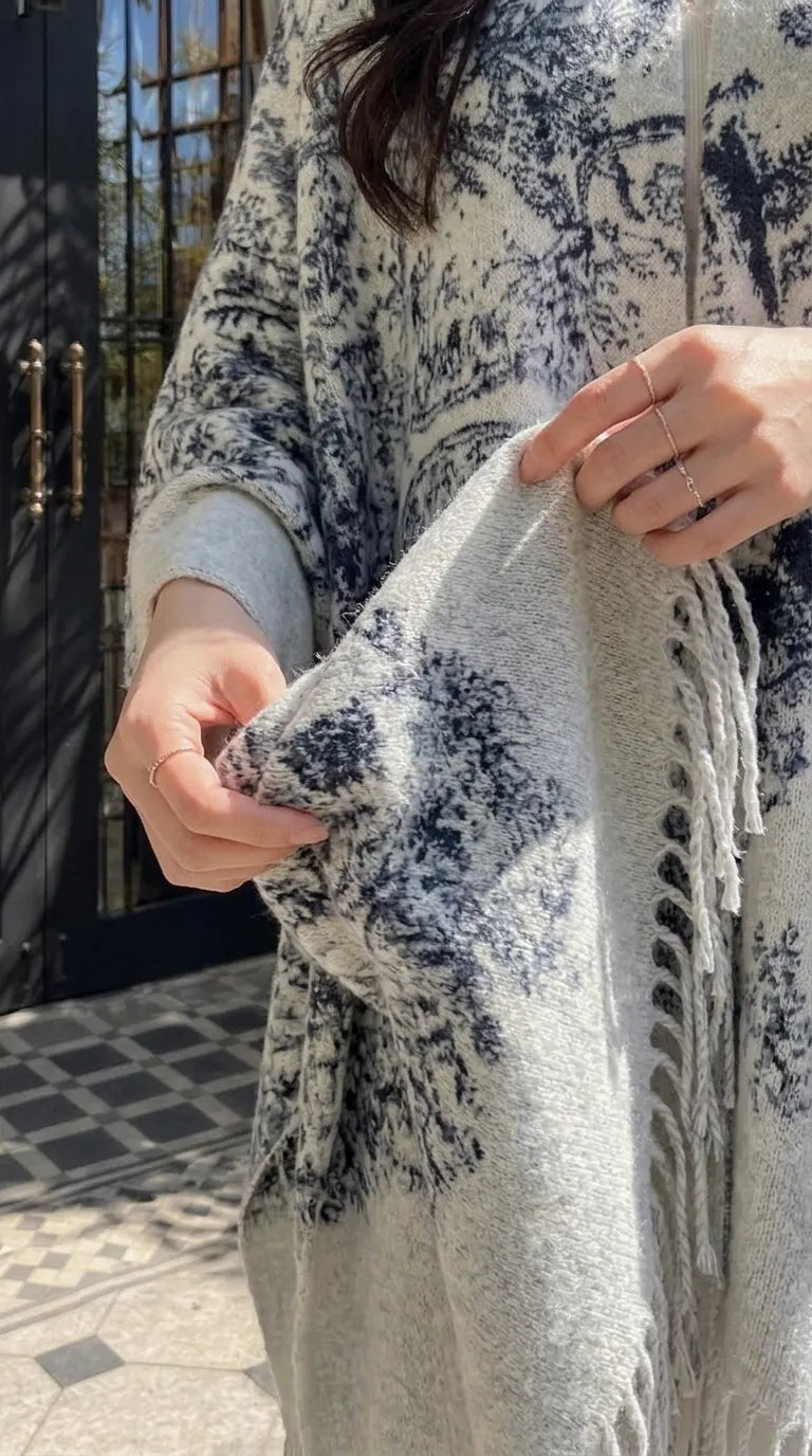 Grey Acrylic Cape Shawl PW610507
