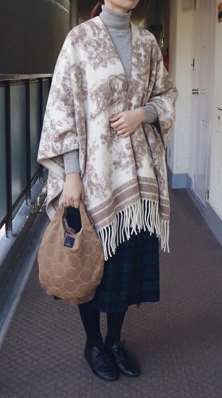 Brown Acrylic Cape Shawl PW610602