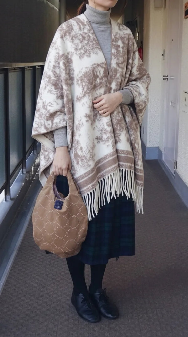 Brown Acrylic Cape Shawl PW610602