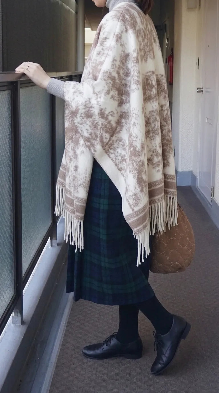 Brown Acrylic Cape Shawl PW610602