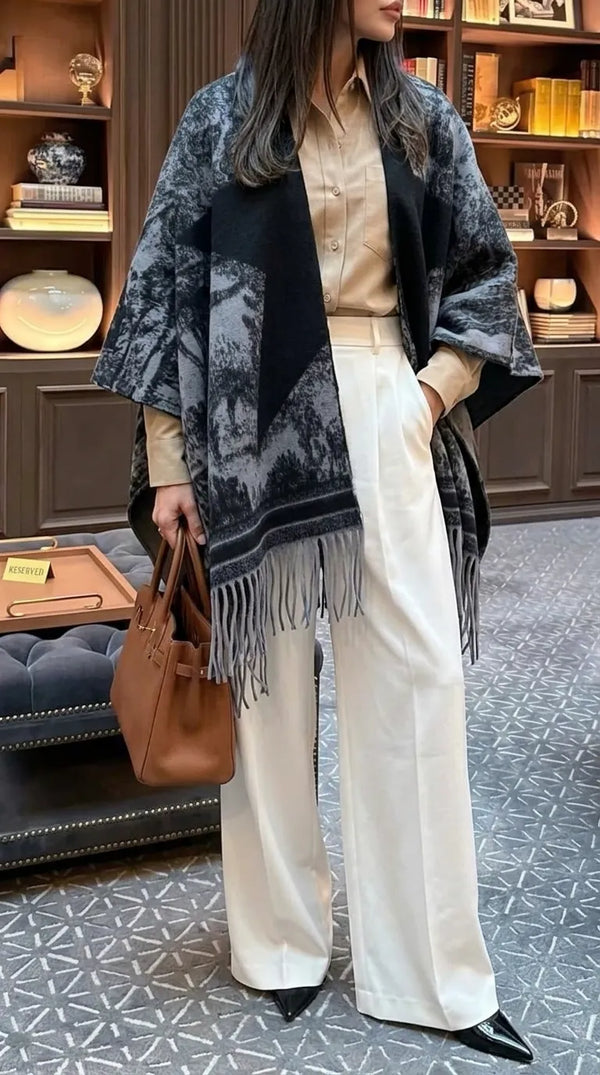 Black Acrylic Cape Shawl PW610701