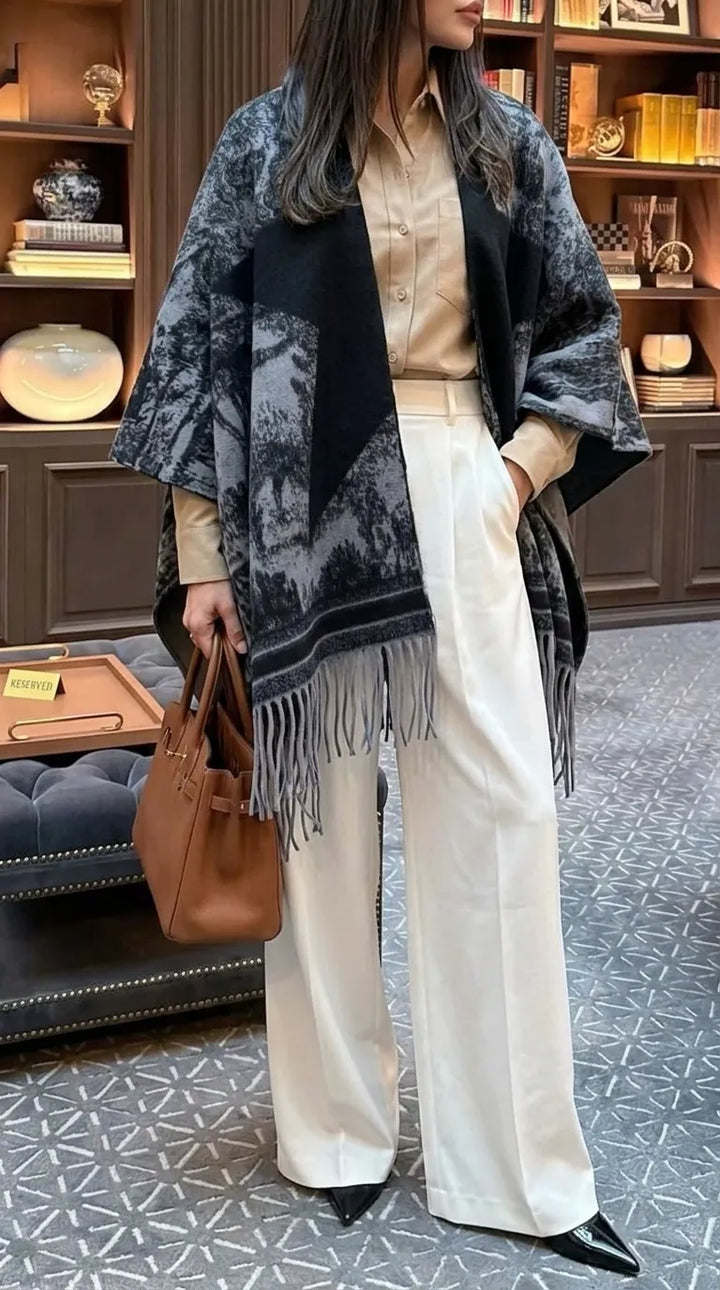 Black Acrylic Cape Shawl PW610701