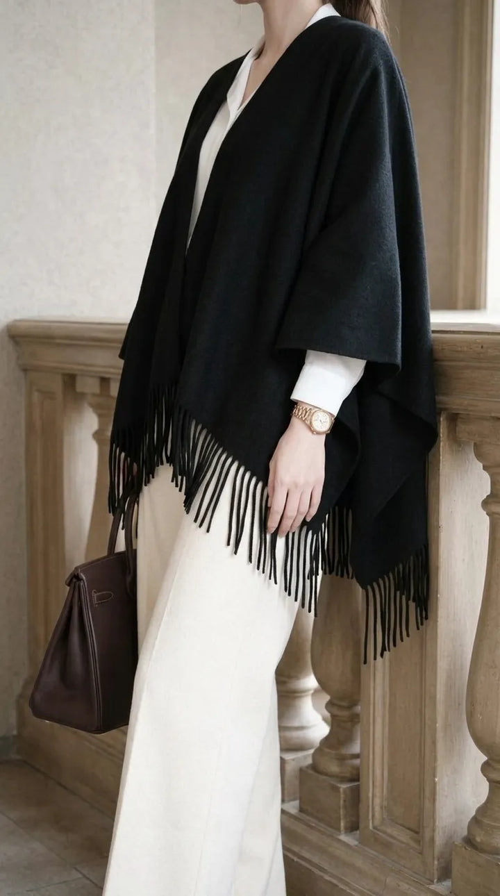 Black Acrylic Cape Shawl PW610801
