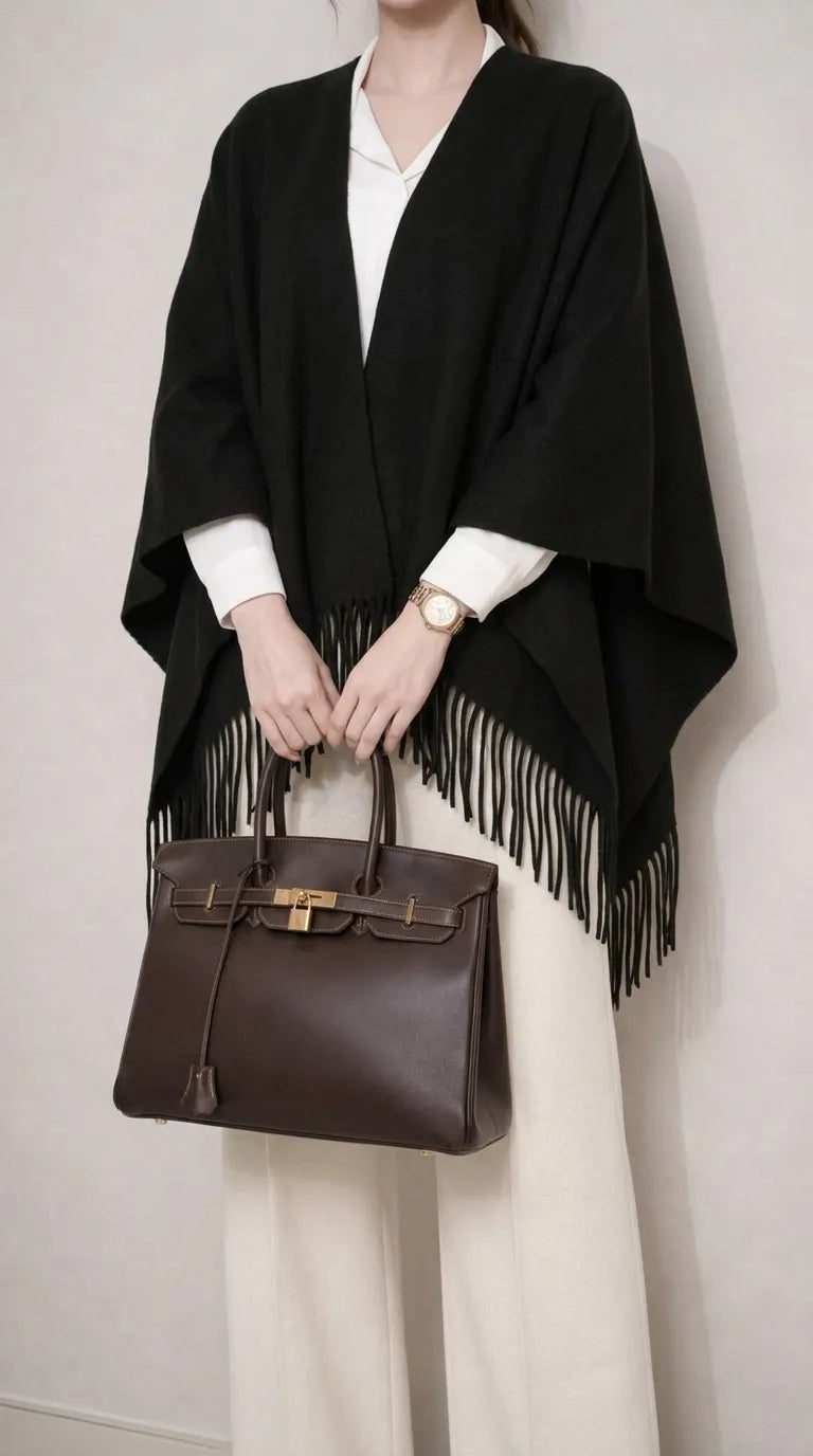 Black Acrylic Cape Shawl PW610801