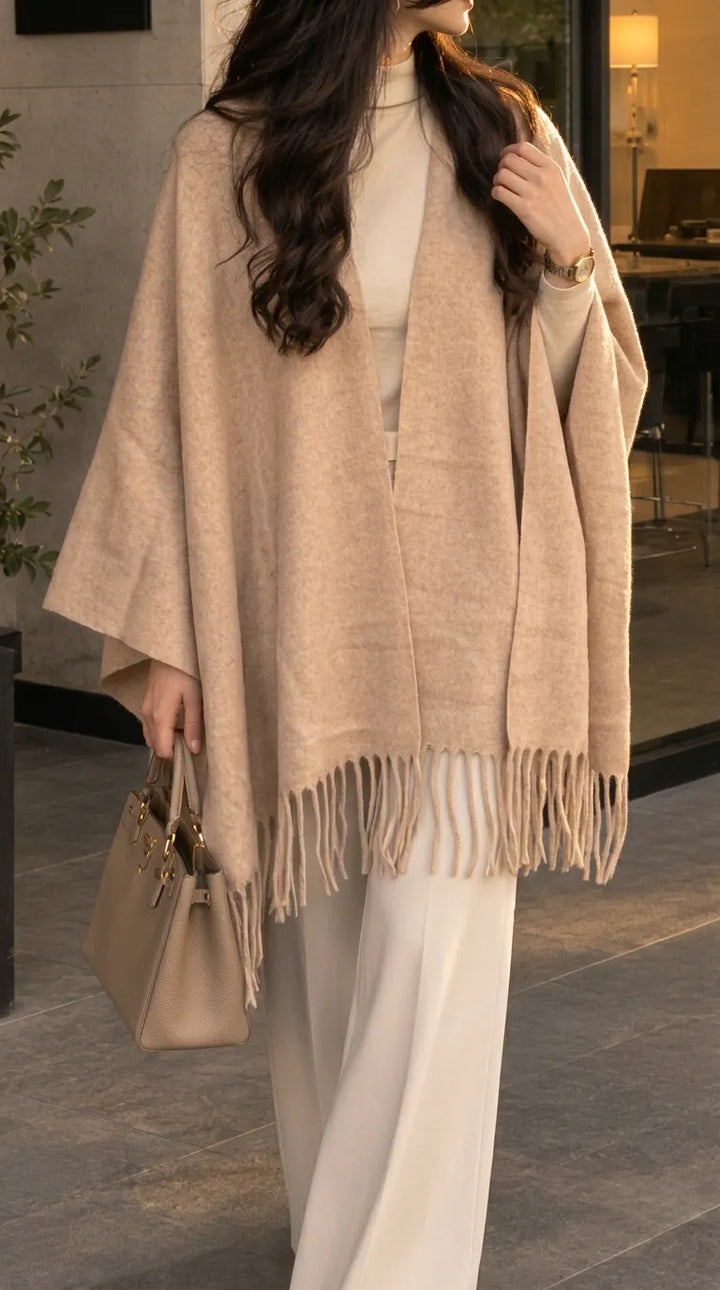 Brown Acrylic Cape Shawl PW610802