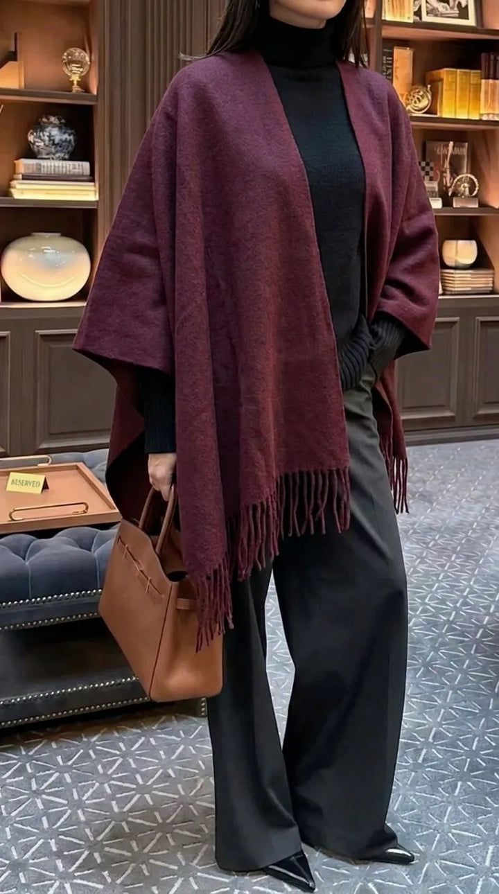 Maroon Acrylic Cape Shawl PW610805