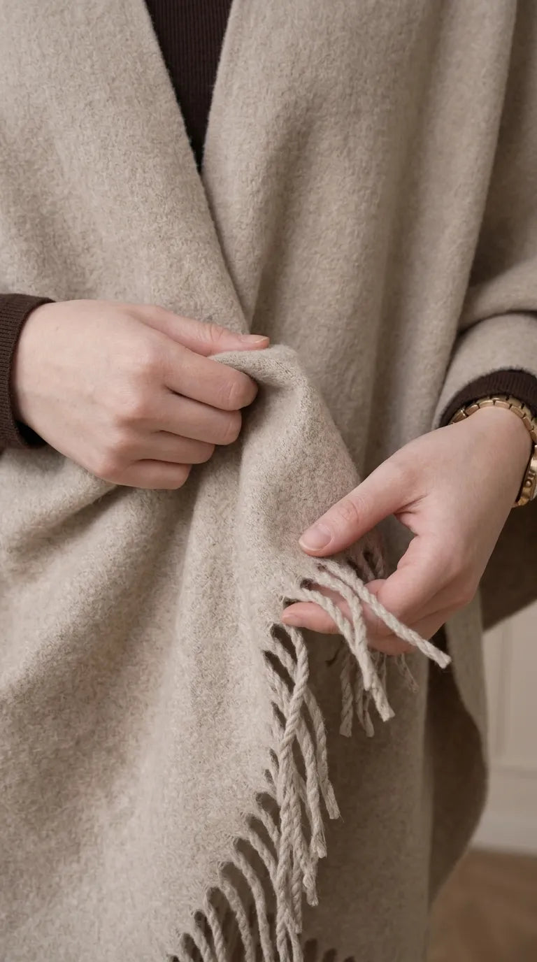 Beige Acrylic Cape Shawl PW610862