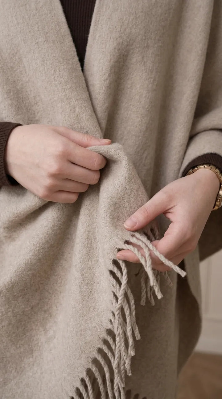 Beige Acrylic Cape Shawl PW610862