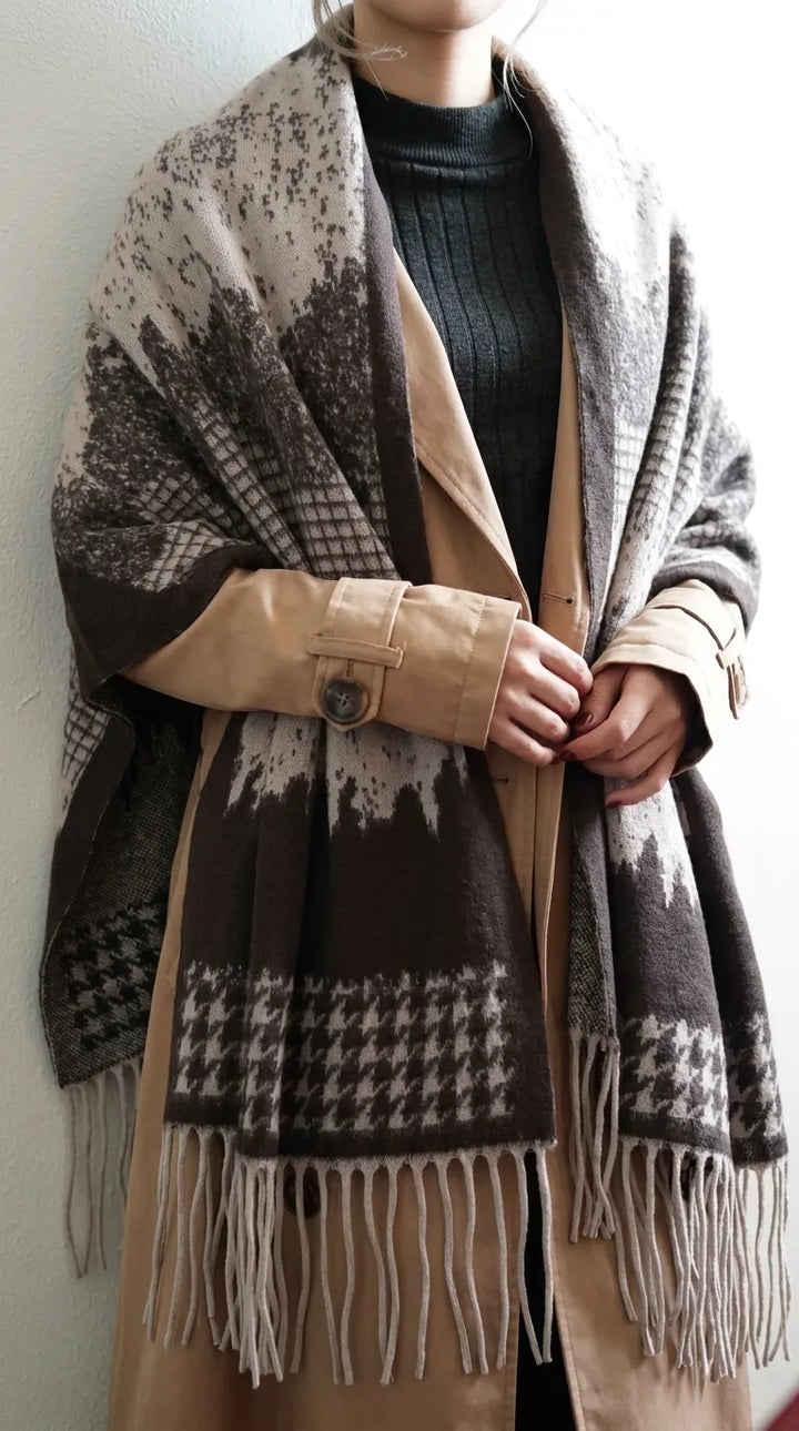 Brown Acrylic Cape Shawl PW611002