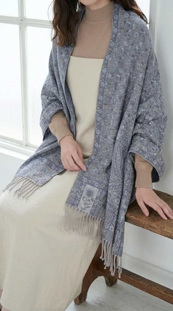 Grey Acrylic Cape Shawl PW611107
