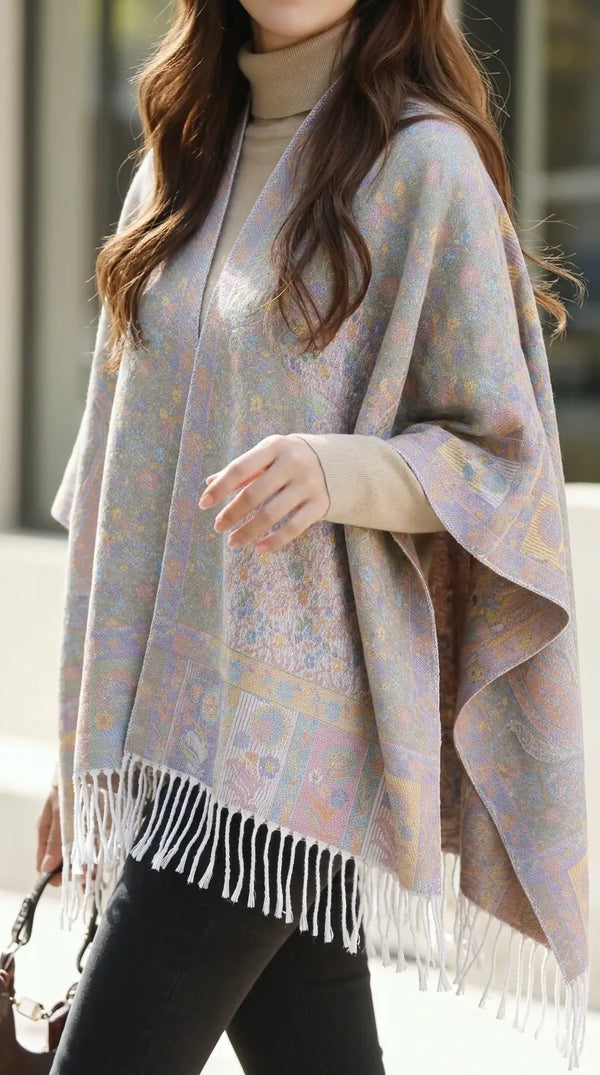 Green Acrylic Cape Shawl PW611111