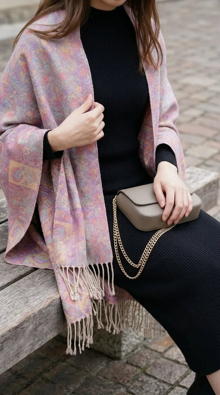 Pink Acrylic Cape Shawl PW611118