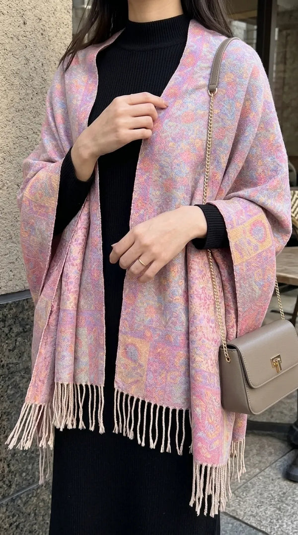 Pink Acrylic Cape Shawl PW611118