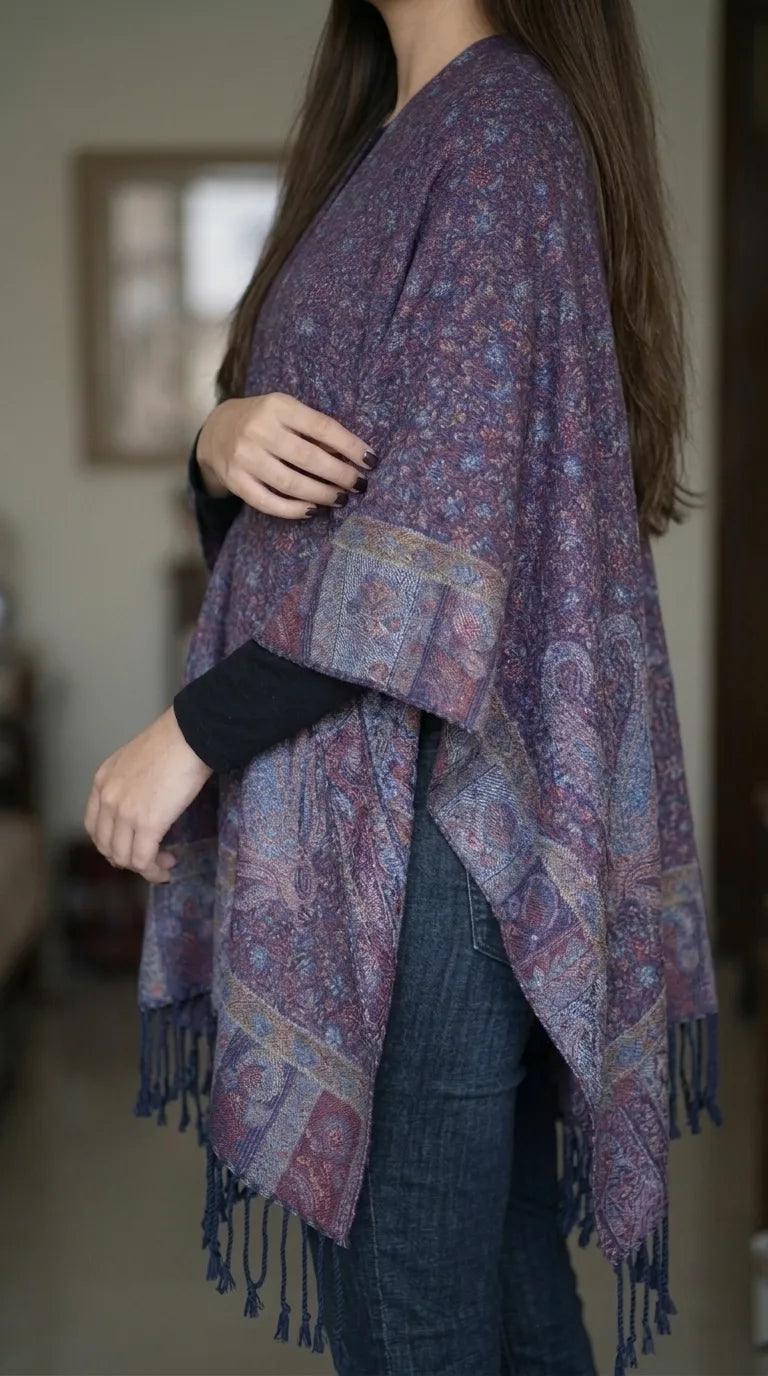 Purple Acrylic Cape Shawl PW611166