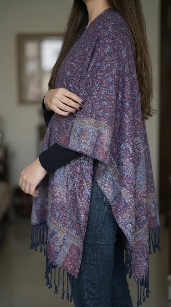Purple Acrylic Cape Shawl PW611166