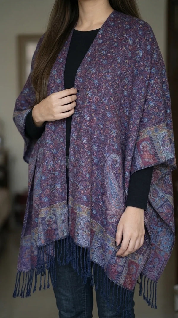 Purple Acrylic Cape Shawl PW611166