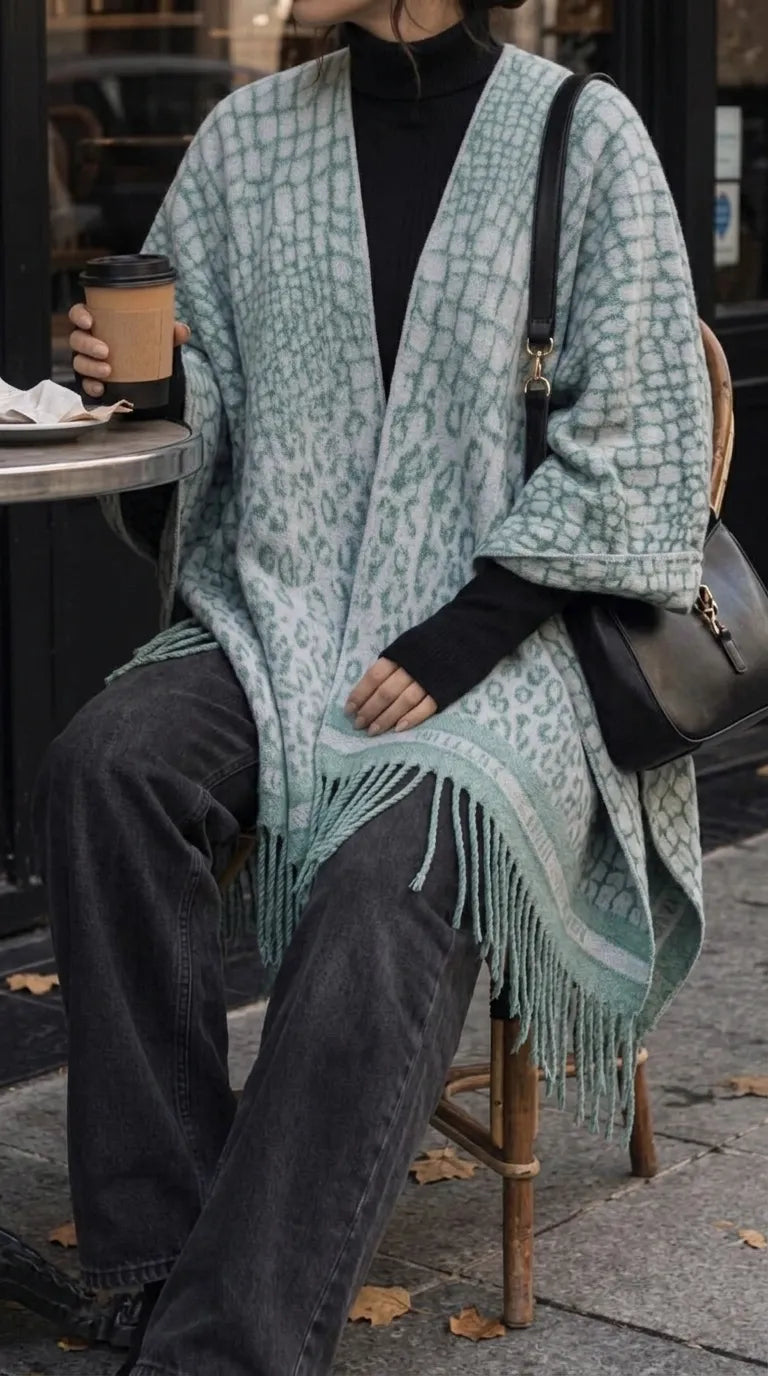Green Acrylic Cape Shawl PW611311