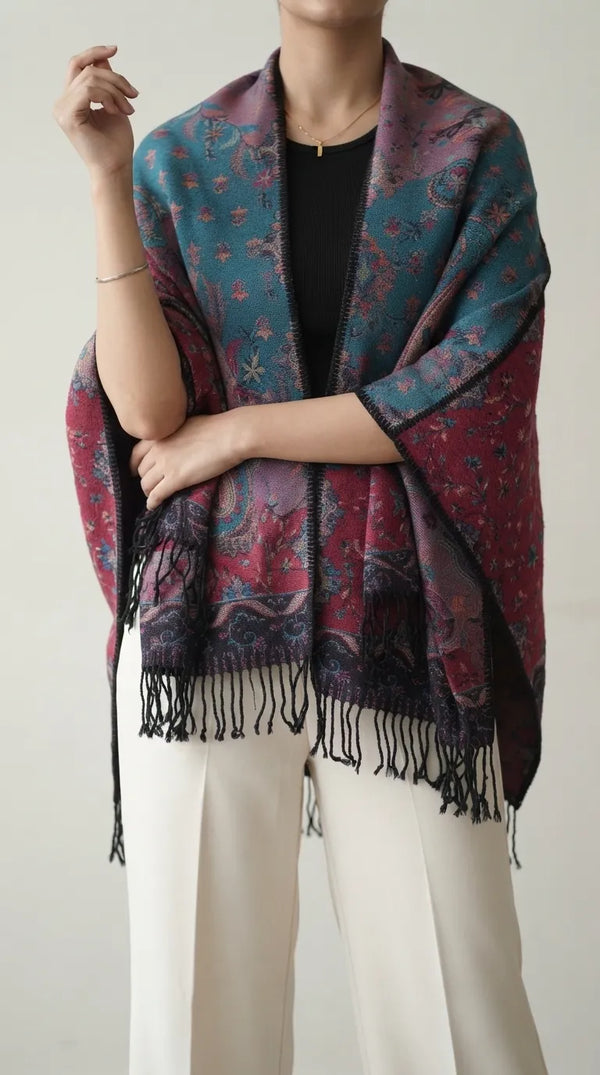 Red Winter Cape Shawl PW611713