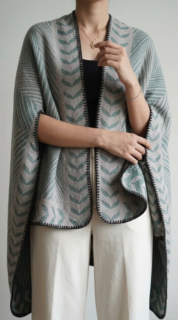 Green Acrylic Cape Shawl PW611911