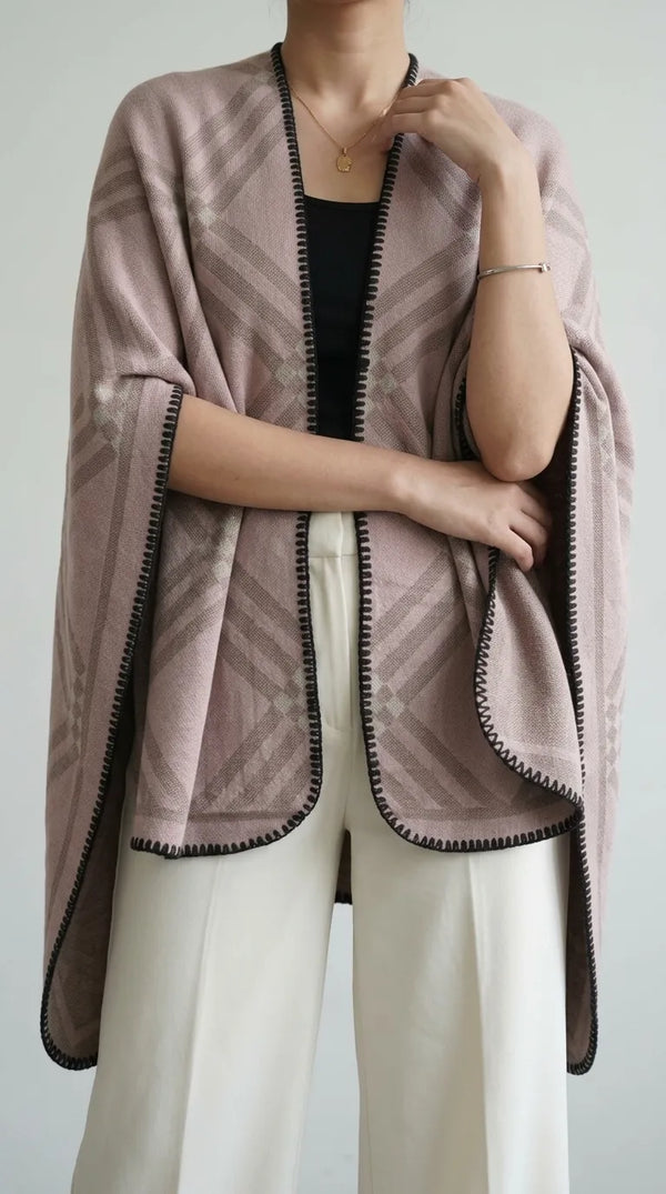 Peach Acrylic Cape Shawl PW612023