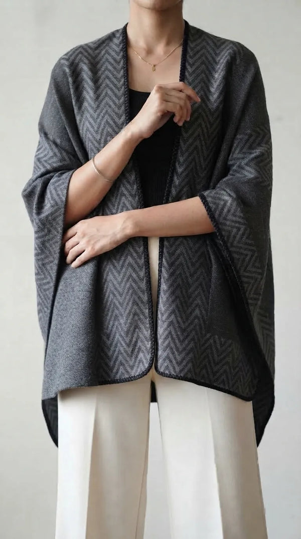 Grey Winter Cape Shawl PW612107