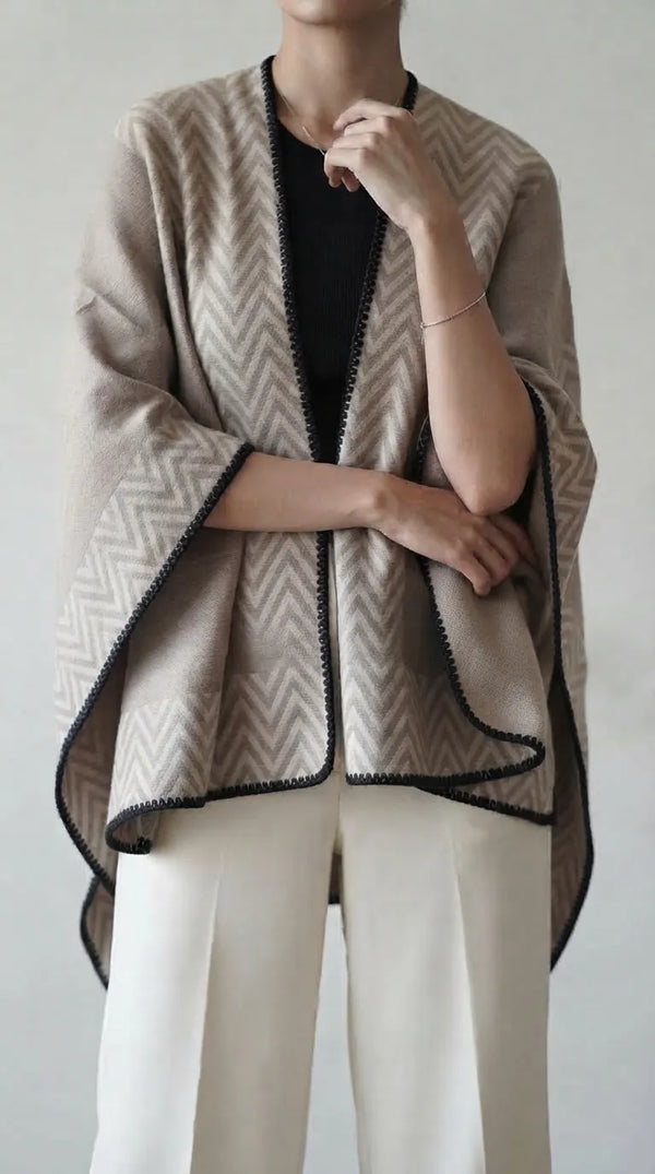 Beige Winter Cape Shawl PW612162