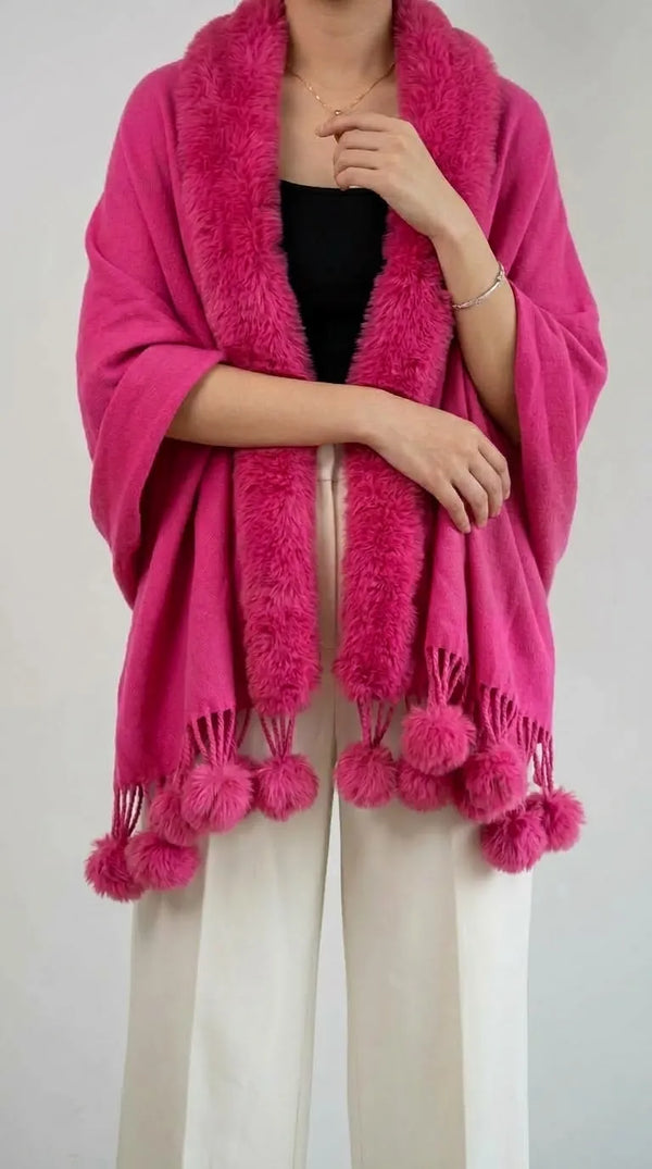Pink Winter Cape Shawl PW612918