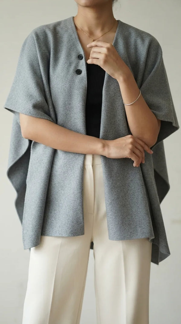 Grey Acrylic Cape Shawl PW613107