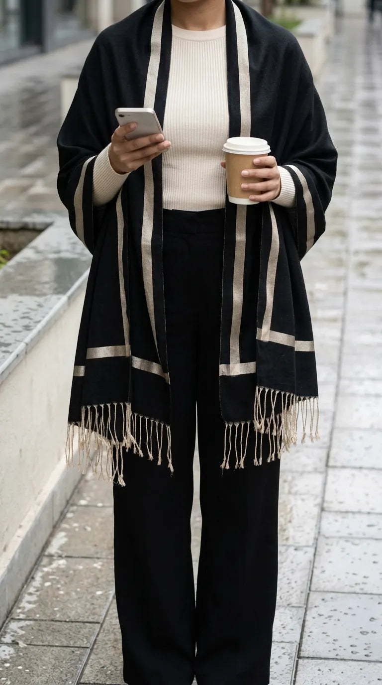 Black Winter Acrylic Stole PW613501