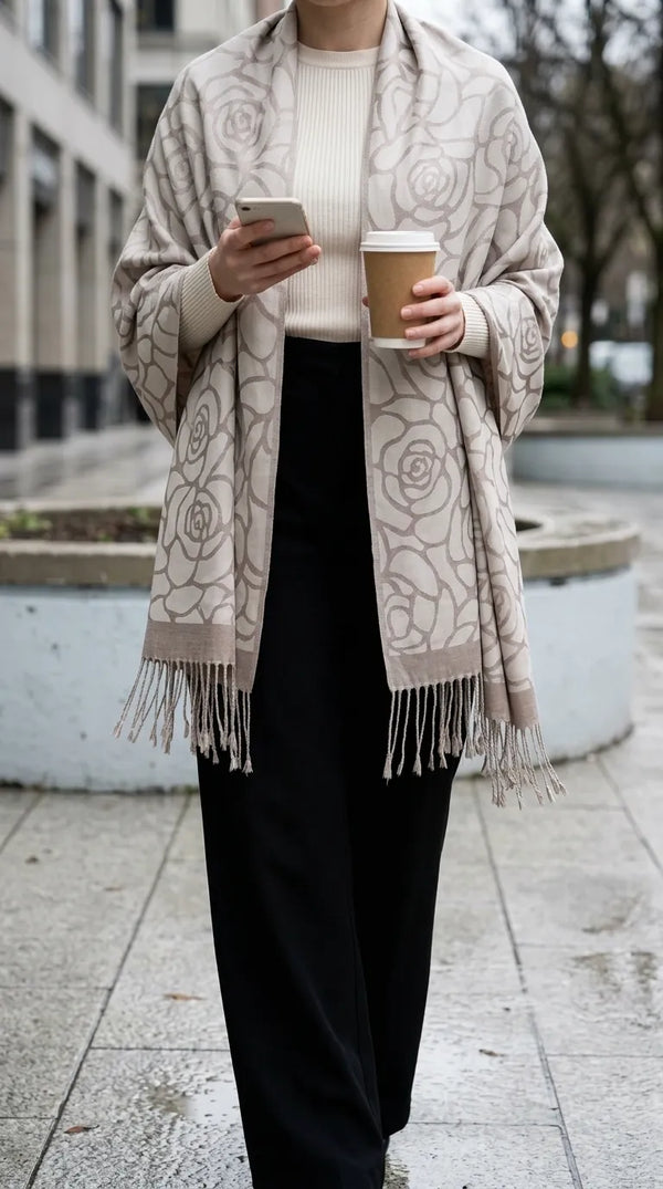 Cream Winter Acrylic Stole PW613808