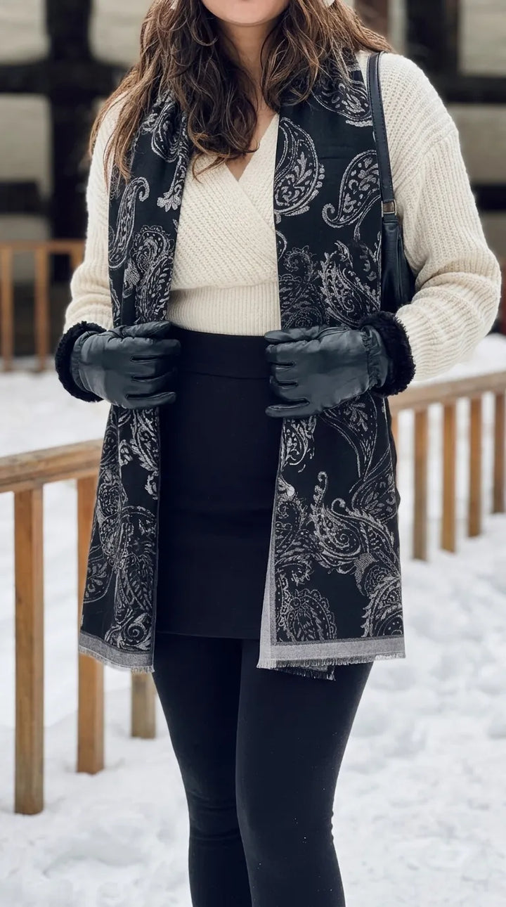 Black Winter Acrylic Stole PW614001