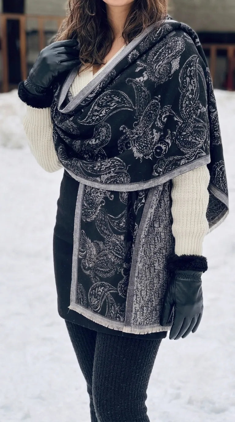 Black Winter Acrylic Stole PW614001