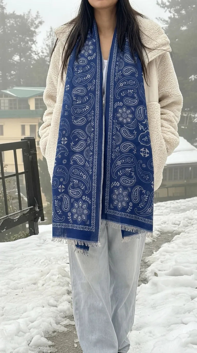 Navy Winter Acrylic Stole PW614148
