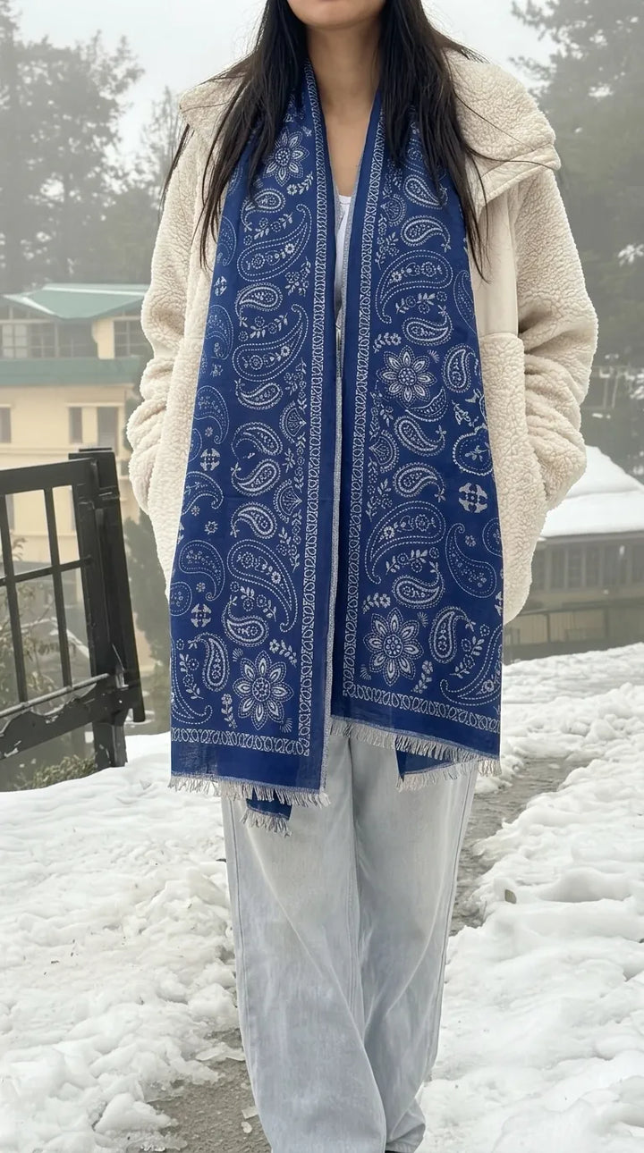 Navy Winter Acrylic Stole PW614148